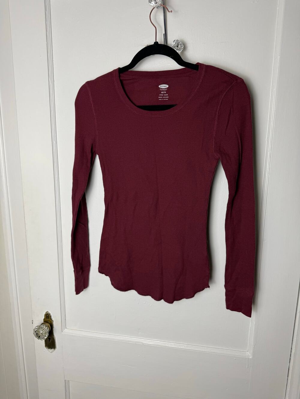 Old Navy Crewneck Maroon Red Thermal Long Sleeve T-shirt Women's Size XS
